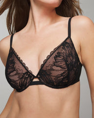 Plunge Bra with Lace - BLACK | Soma Women