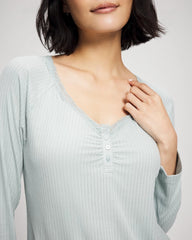 Pointelle Long Sleeve Pajama Top - GREEN MIST | Soma Women