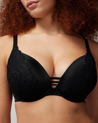 Push-up Plunge Bra with Lace - BLACK | Soma Women