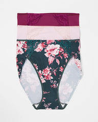 High-Leg Brief Panty with Lace 3 Pack - COTTAGE FLORAL MULTI PACK | Soma Women