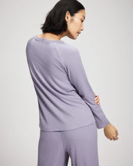 Pointelle Long Sleeve Pajama Top - LAVENDER CLOUD | Soma Women