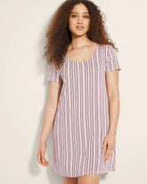 Short Sleeve Scoop Neck Sleepshirt - AMITY STRIPE SEPIA ROSE | Soma Women