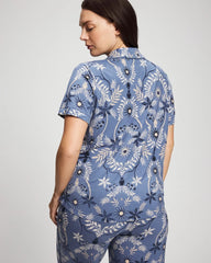Short Sleeve Notch Collar Pajama Top - BOTANICAL TILE SUNDOWN | Soma Women