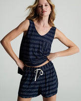 Curved Hem Pajama Shorts - BOHO STRIPE NAVY | Soma Women