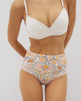 Tummy High-Waist Brief Panty with Lace - VINE PAISLEY CHAMPAGNE M | Soma Women