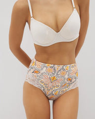 Tummy High-Waist Brief Panty with Lace - VINE PAISLEY CHAMPAGNE M | Soma Women