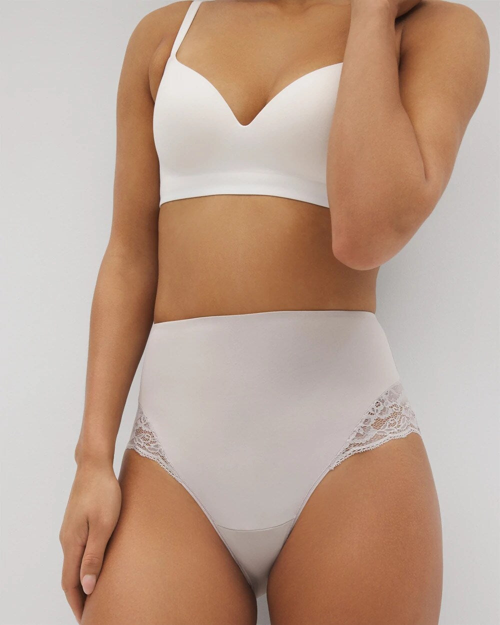 Tummy High-Waist Brief Panty with Lace - GRAY GLASS | Soma Women