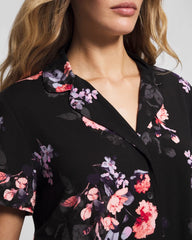 Short Sleeve Notch Collar Pajama Top - FLORAL DREAMS BLACK | Soma Women
