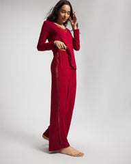 Lace Relaxed Wide Leg Pajama Pant - PAINT THE TOWN RED | Soma Women