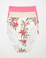 Tummy High-Waist Brief Panty with Lace 3 Pack - CAMELLIA ROSE MULTIPACK | Soma Women