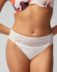 Cotton Blend Hipster Panty with Lace - IVORY | Soma Women