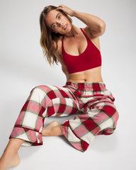 Velvet Piped Relaxed Pajama Pant - WINTER PLAID RED | Soma Women