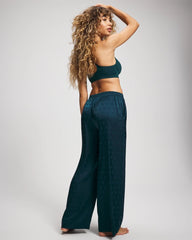 Jacquard Dot Satin Relaxed Pant - DRAMA DOTS DARK HARBOUR | Soma Women