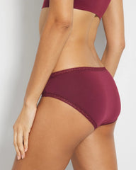 Cotton Hipster Panty with Lace Trim - VELVET PLUM | Soma Women