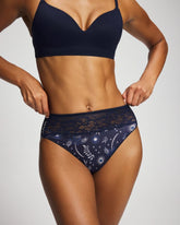 Edge High-Leg Panty with Lace - BOTANICAL TILE NAVY M | Soma Women