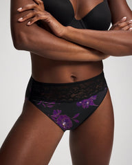 Edge High-Leg Panty with Lace - GILDED BLOOMS MAGENTA M | Soma Women