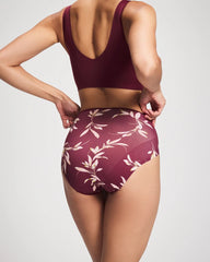 Tummy High-Leg Brief Panty with Lace - LUXURIOUS LEAVES M PLUM | Soma Women