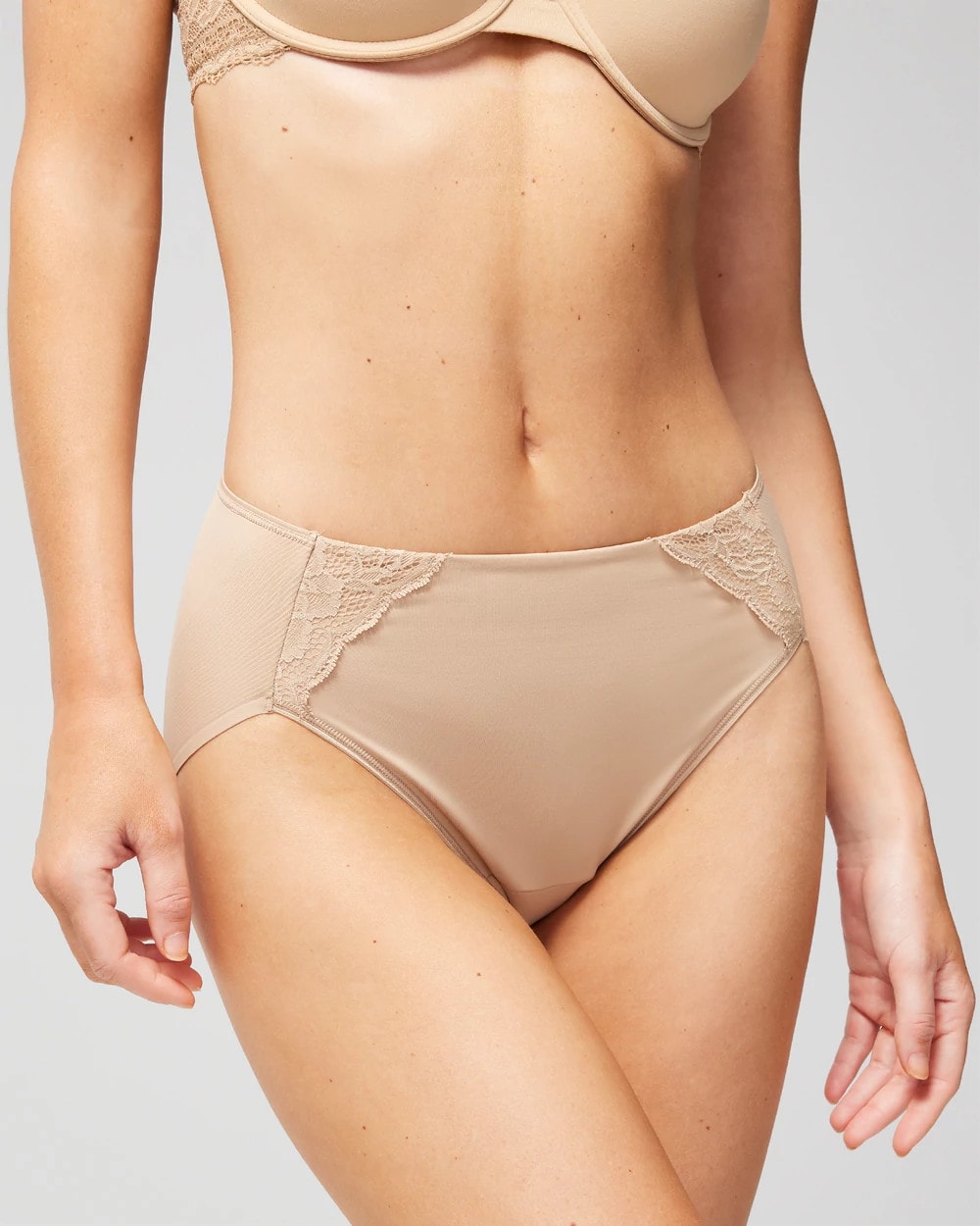 High-Leg Brief Panty with Lace - WARM AMBER | Soma Women