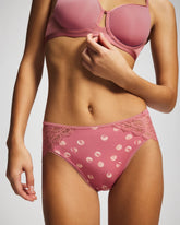 High-Leg Panty with Enchanting Lace - WATER SPOTS ANTIQUE PINK | Soma Women