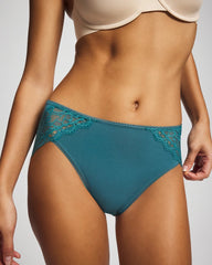 High-Leg Panty with Enchanting Lace - CERULEAN TEAL | Soma Women