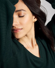 Cozy Waffle Long Sleeve V-Neck Pajama Top - GREEN JOLIE | Soma Women