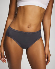 Cotton High-Leg Brief Panty with Lace Trim - GRAY INK | Soma Women
