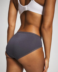 Cotton High-Leg Brief Panty with Lace Trim - GRAY INK | Soma Women
