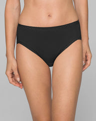 Cotton High-Leg Brief Panty with Lace Trim - BLACK | Soma Women