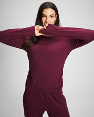 Ruched Long Sleeve Pajama Tee - VELVET PLUM | Soma Women