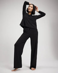 Most Loved Cotton Long Sleeve Pajama Tee - BLACK | Soma Women