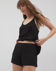 Lightweight Rib Knit Pajama Shorts - BLACK | Soma Women