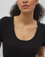 Lightweight Rib Knit Short Sleeve Pajama Tee - BLACK | Soma Women