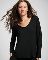 Long-Sleeve Pajama Top - BLACK | Soma Women