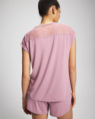 Short Sleeve Lace Pajama Tee - LILAC WINE | Soma Women