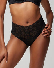 High-Waist Thong Panty with Enchanting Lace - BLACK | Soma Women
