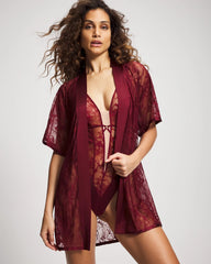 Lace And Silk Robe - RED VELVET | Soma Women