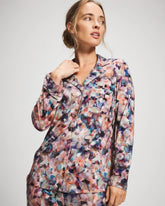 Long-Sleeve Notch Collar Pajama Top - PETAL MOSAIC PETROL | Soma Women