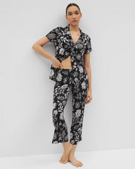 Cropped Pajama Pants - MEANDERING GARDEN BLACK | Soma Women