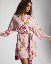 Kimono Short Robe - FEATHERED FANCY PINK | Soma Women