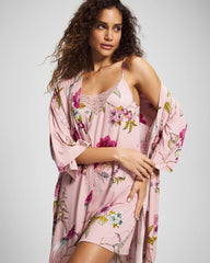 Kimono Short Robe - FEATHERED FANCY PINK | Soma Women