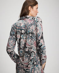 Cool Nights Long Sleeve Notch Collar with Piped Placket Pajama Top - REGAL PAISLEY BLACK | Soma Women