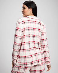 Cool Nights Long Sleeve Notch Collar with Piped Placket Pajama Top - TARTAN TEXTILE CHAMP | Soma Women