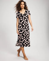 Short Sleeve Long Sleepshirt - MANDALA HEARTS BLACK | Soma Women