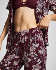 Piped Crop Pajama Pants - PAISLEY SPLENDOR PLUM | Soma Women