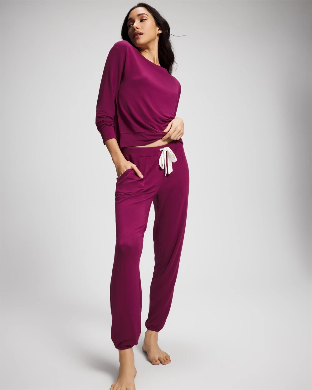 Banded Ankle Pajama Pant - POMEGRANATE WINE | Soma Women