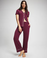 Solid Piped Pajama Pant - VELVET PLUM | Soma Women