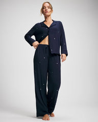 Printed Pajama Pant - SILVER DEW DROP/NAVY | Soma Women