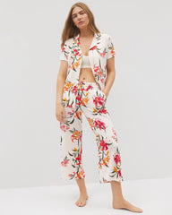 Short Sleeve Notch Collar Pajama Top - LE TIGRE FLORA CHAMPAGNE | Soma Women