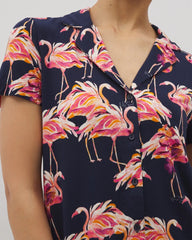 Short Sleeve Notch Collar Pajama Top - PARTY LIKE A FLOCK STAR N | Soma Women