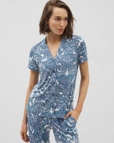Short Sleeve Notch Collar Pajama Top - SHOW OFF PAISLEY COCONUT | Soma Women